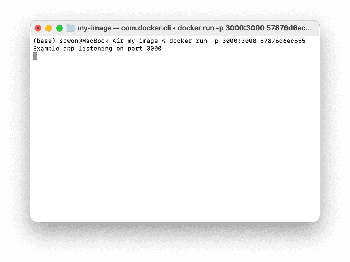 docker run -p 3000:3000 실행 결과