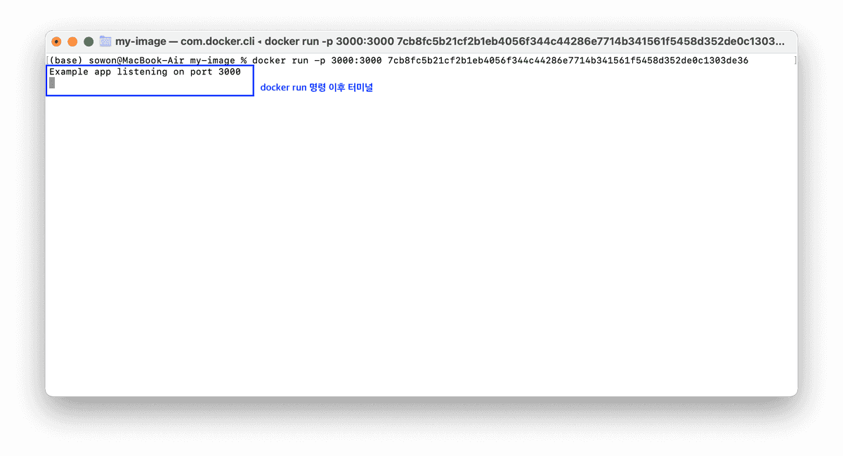 docker run 명령으로 컨테이너를 시작했을 때